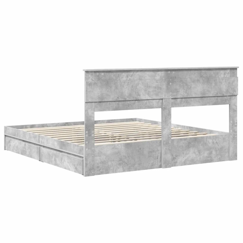 Letto con Contenitore con testiera Grigio cemento 200 x 200 cm 3409890