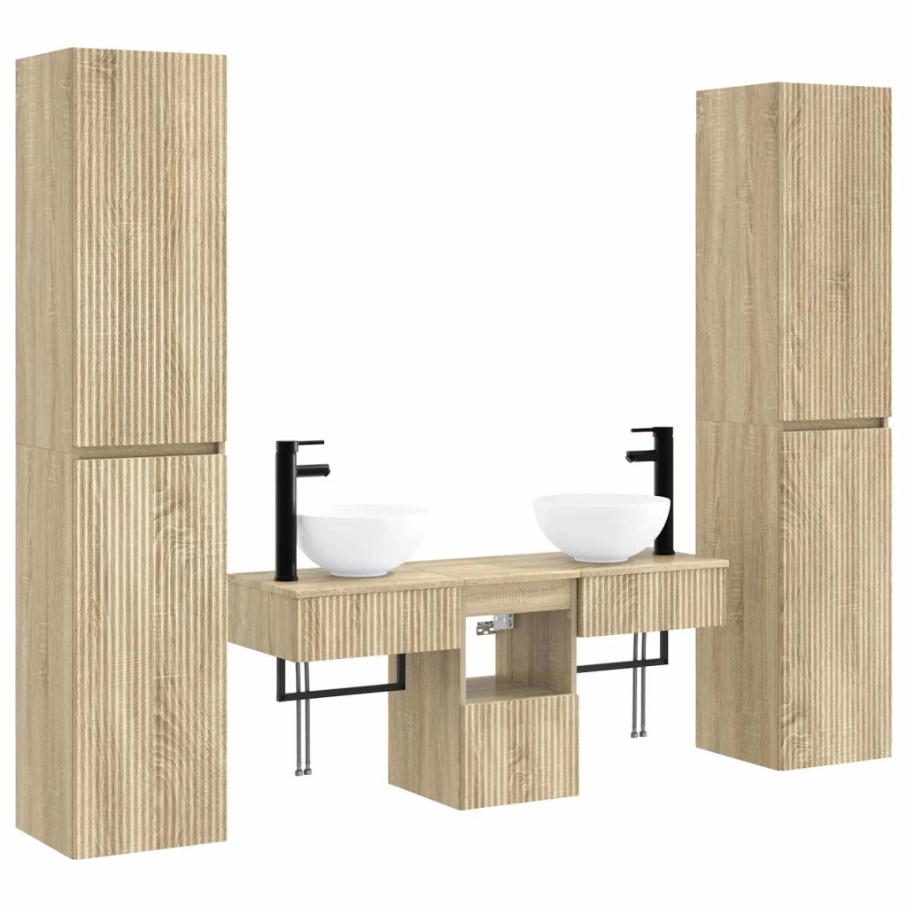 Set di mobili per il bagno 5 pz Rovere Sonoma 3406005