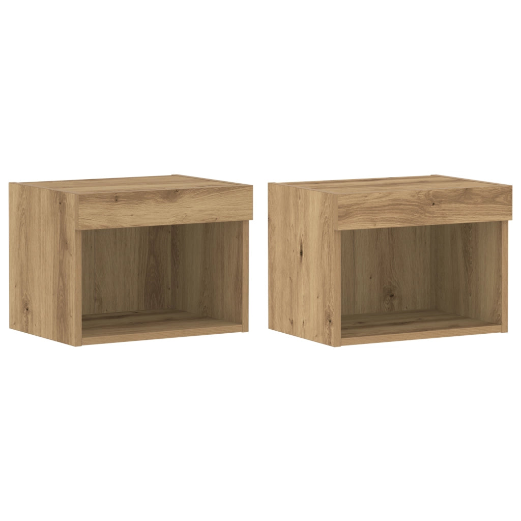 Armadi da parete  con luci a LED 2 pezzi Rovere Artigianale 40x30x30 cm