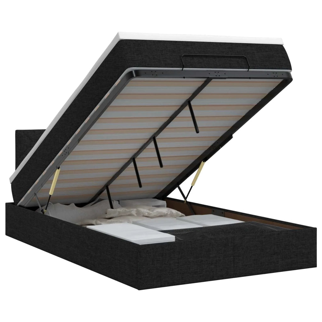 Letto ottomano con materasso Nero 120 x 200 cm Tessuto 3457565