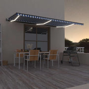Tenda Automatica con Sensore Vento e LED 600x300 cm Blu Bianca 3069171