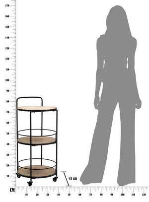 Carrello Arex 40x41,5x82 cm in Ferro e MDF Nero e Marrone