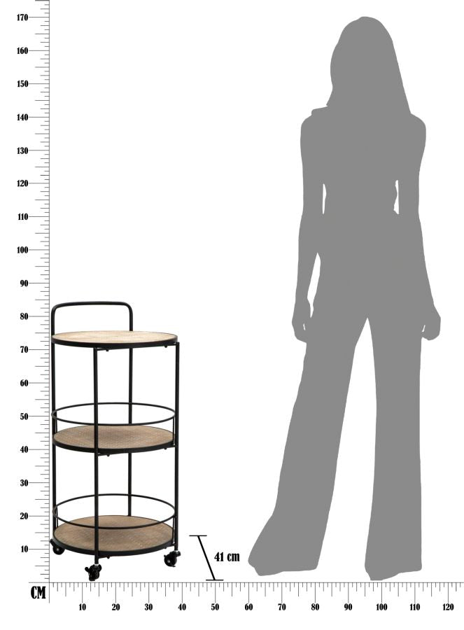 Carrello Arex 40x41,5x82 cm in Ferro e MDF Nero e Marrone