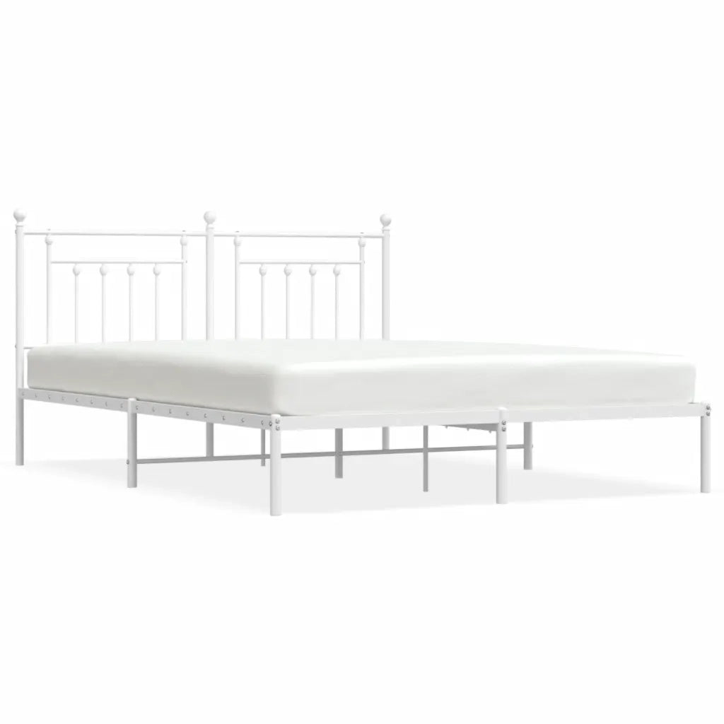 Giroletto con Testiera-Struttura Letto con testiera Metallo Bianco 160x200 cm 373466