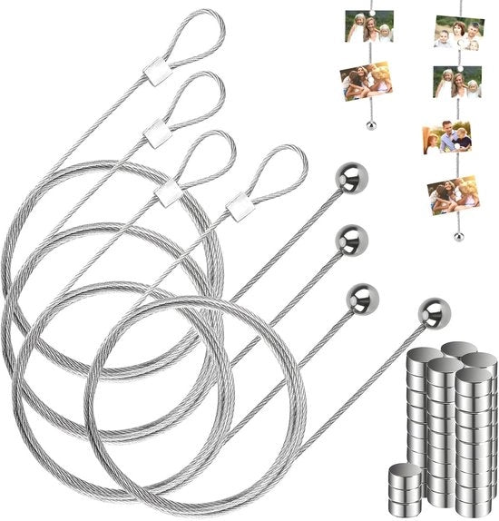 Sistema di Osservazione Fotografica con 200 cm di Corda - Cavo Fotografico con 48 Magnet - Slinga Fotografica - Supporto per Fotocamera - Cavo in Acciaio - Sistema di Osservazione Fotografica