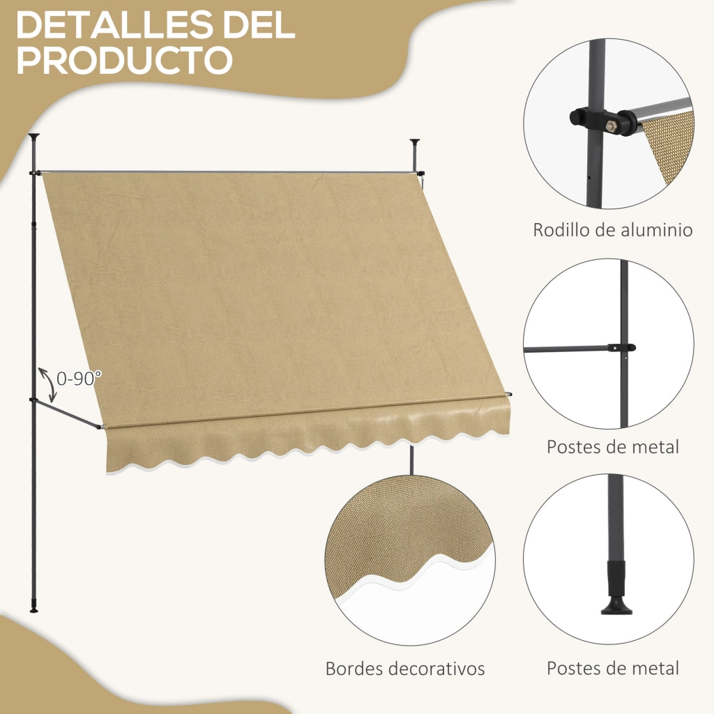 Tenda da Sole Retrattile Manuale con Manovella ¨C Xylo ¨C Beige 300x120x210-300 cm Impermeabile Anti-UV