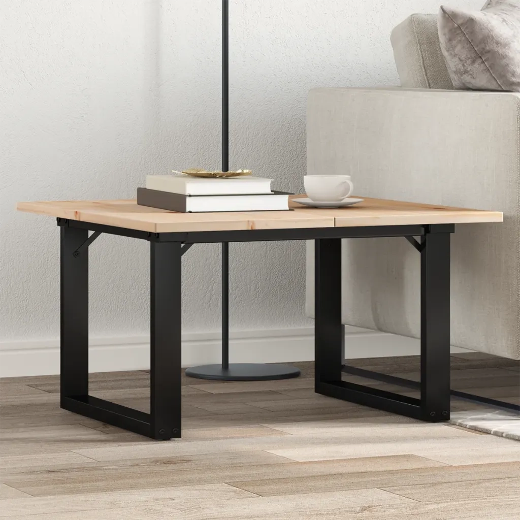 Tavolino da Salotto Telaio a O 70x70x40cm Legno Pino e Acciaio