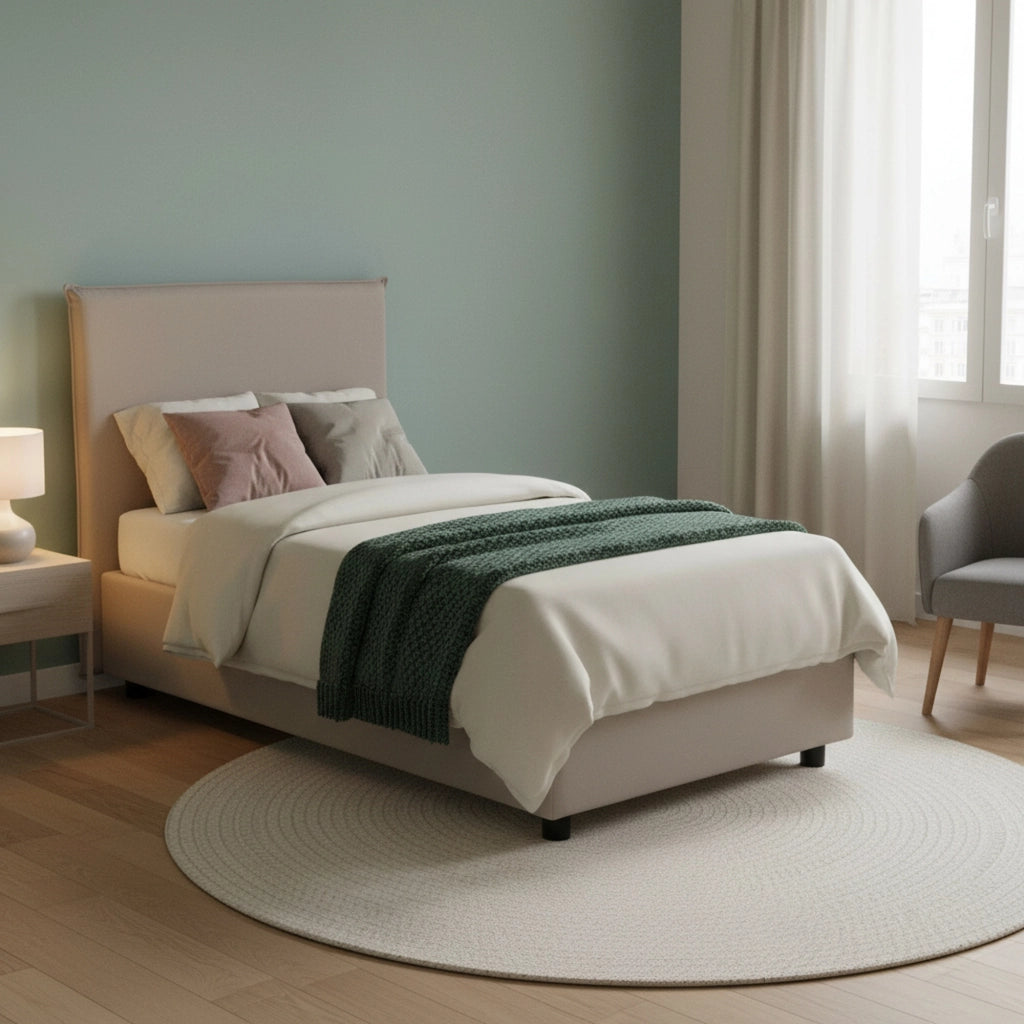 Argentino, Letto Singolo Sfoderabile Made in Italy, Grigio Tortora