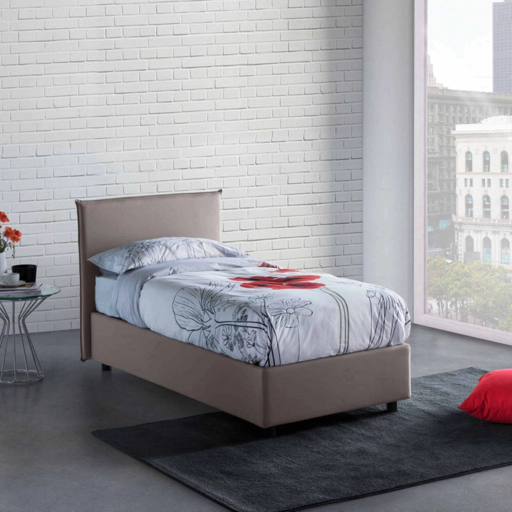 Argentino, Letto Singolo Sfoderabile Made in Italy, Grigio Tortora