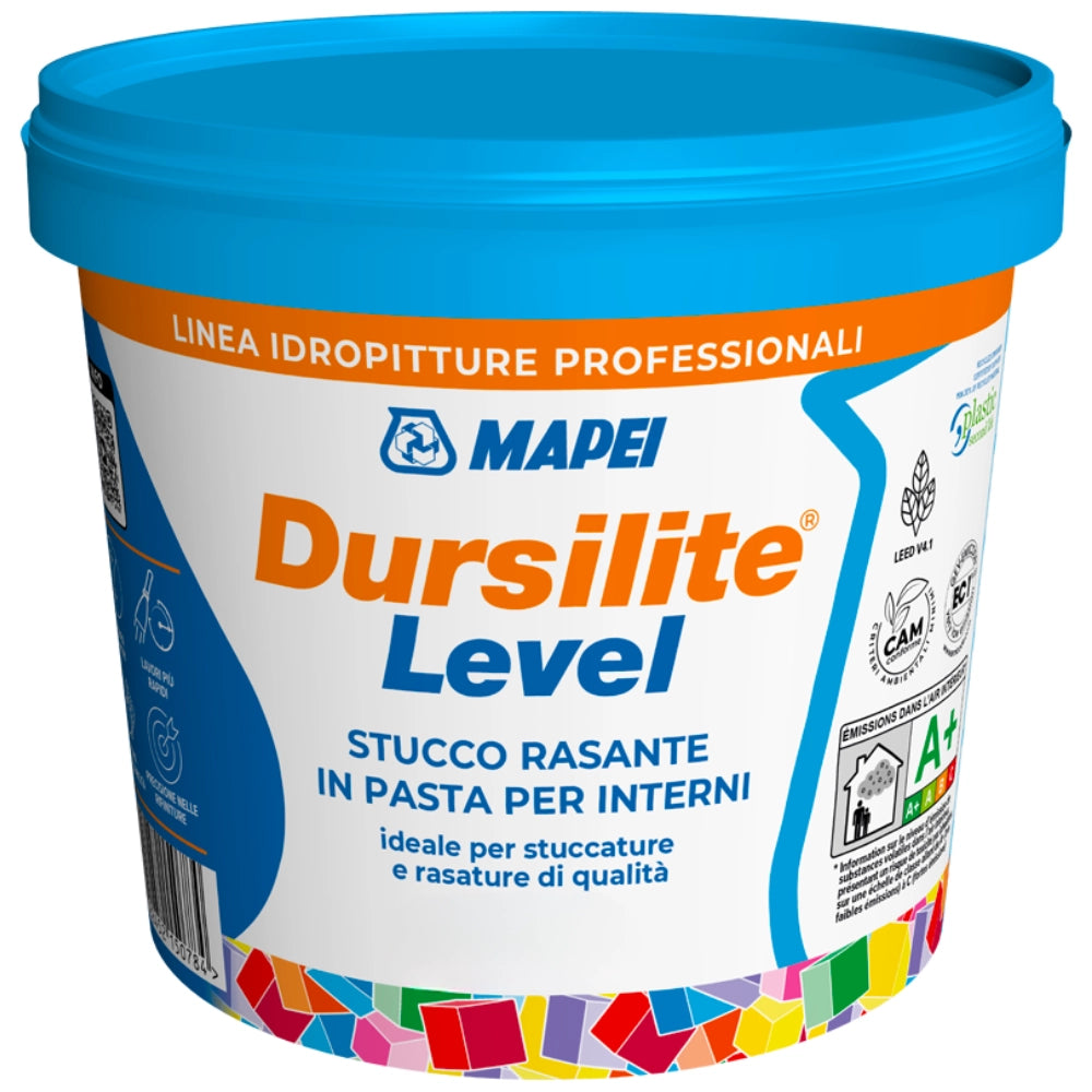 Stucco rasante acrilico dursilite level mapei per interni *** formato 18 kg, confezione 1