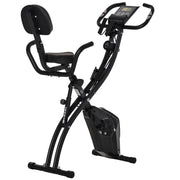 EasyComfort Cyclette Pieghevole 2 in 1, Resistenza Magnetica Regolabile 8 Livelli, Cyclette da Casa Silenziosa con Sensore di Frequenza Cardiaca, Elastici per Braccia, Schermo LCD, Volano 2.5kg, Nero