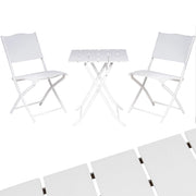 Set Tavolo Pieghevole con 2 sedie Bianco Arredo Esterno Giardino in Acciaio e PE