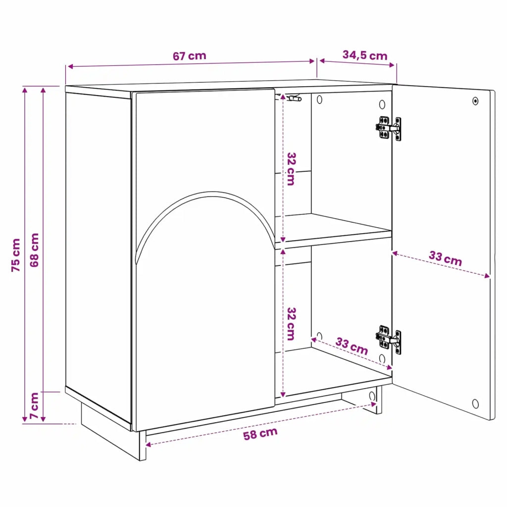 Credenza Grigio Cemento 67 x 34,5 x 75 cm Legno ingegnerizzato 8011534