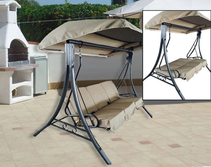 Dondolo tre posti reclinabile a letto 190x170x110cm ecrù Sicorage Azen