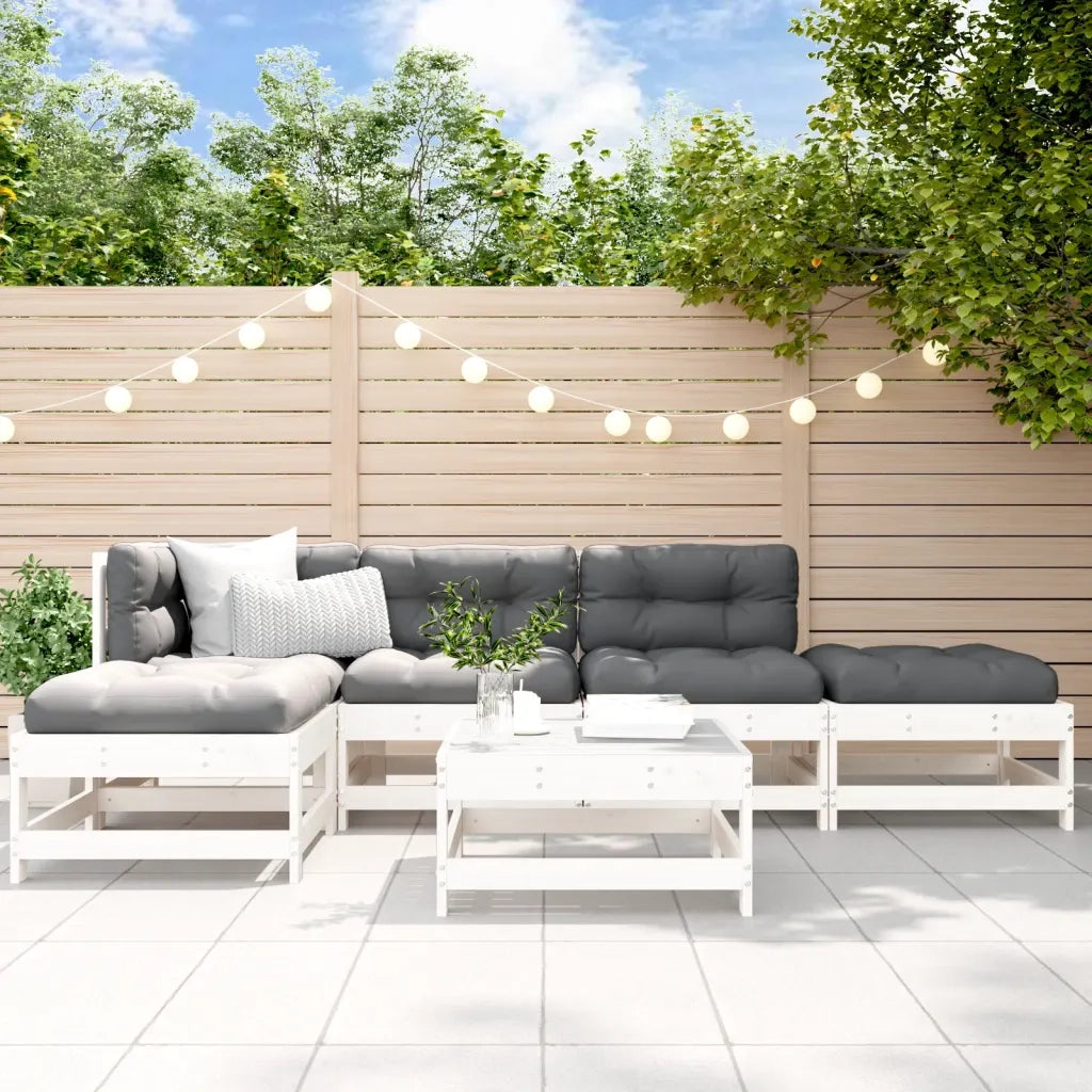 Set Salotto da Giardino 6 pz Bianco in Legno Massello di Pinocod mxl 94250