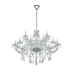 Lampadario A Sospensione Classico Basilano 1 Acciaio Cromo 18 Luci E14