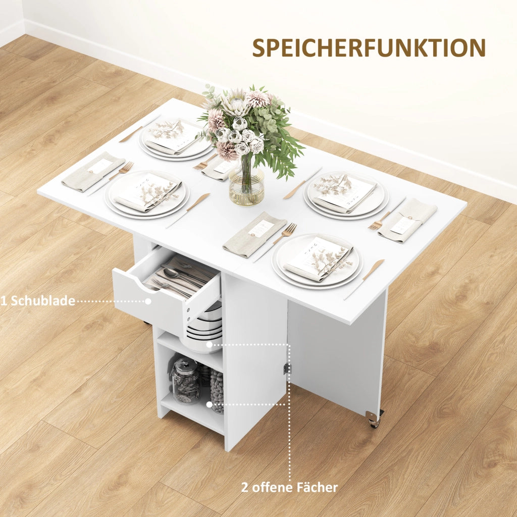 TAVOLO da pranzo pieghevole 114,5 x 70 x 75 cm Bianco con cassetto