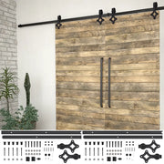 Kit di Binari per Porte Scorrevoli 2 pz 183 cm in Acciaio Nero 3059840
