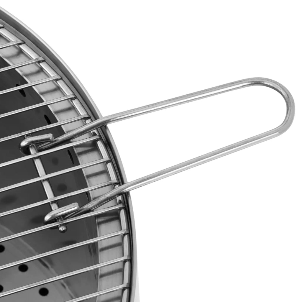 Braciere da esterno in acciaio inox con griglia 50 x 50 x 45 cm acciaio inox PU PVC nero e argento 14_0008435
