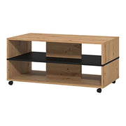 Erice, Tavolino da Salotto con Ruote, 101x54.5x47.5h cm Marrone Rovere Nodi
