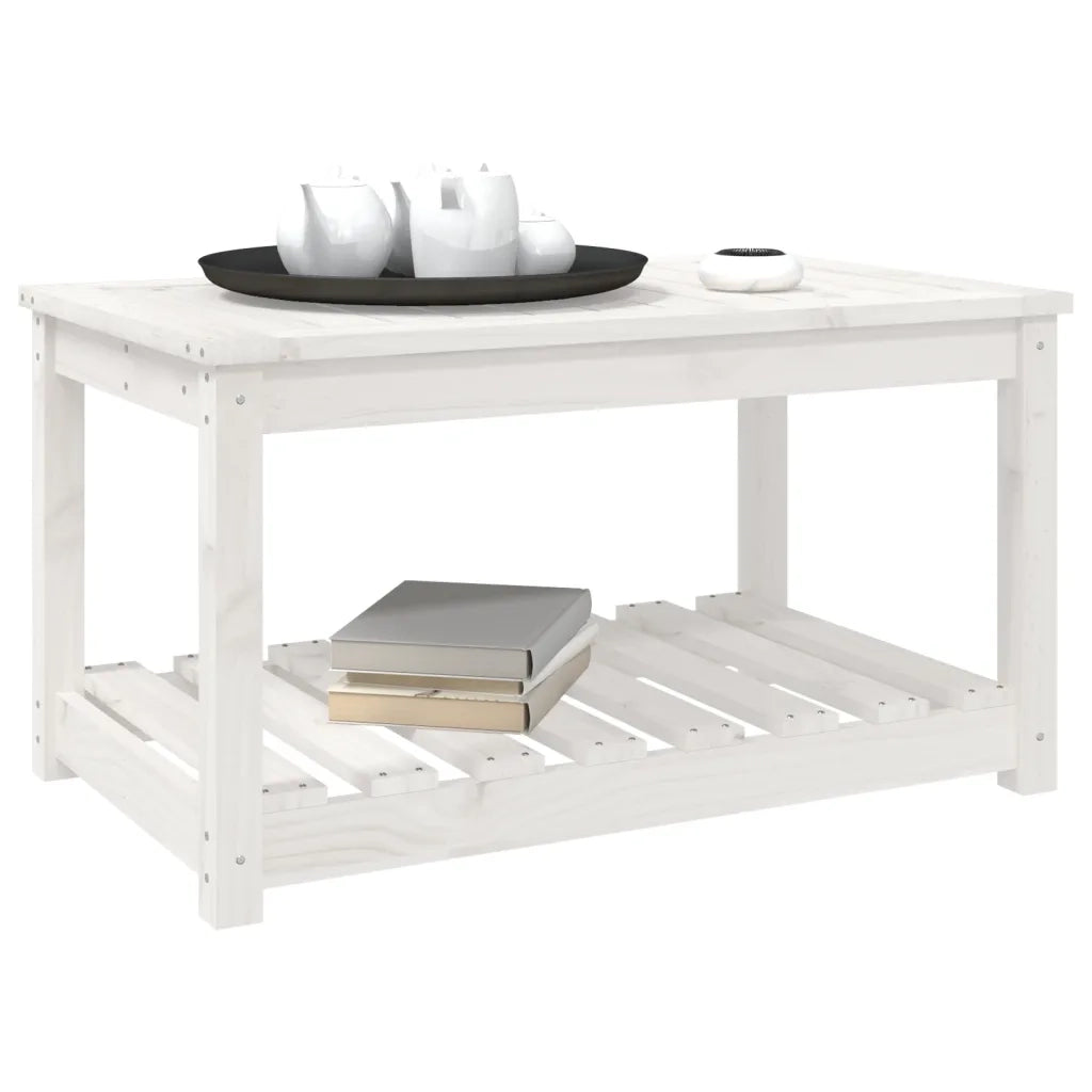 Tavolo da Giardino Bianco 82,5x50,5x45 cm Legno Massello Pino 824135