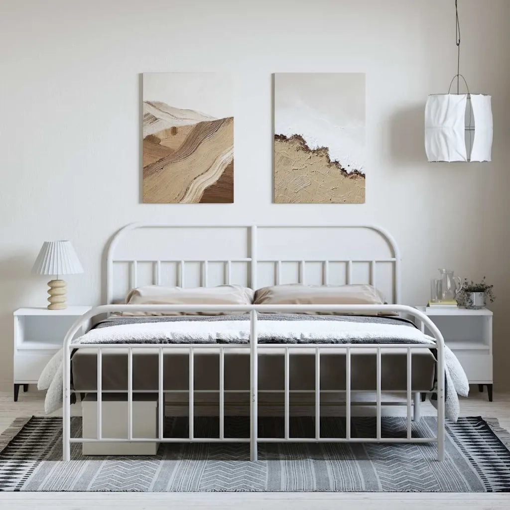 Giroletto con Testiera e Pediera Metallo Bianco 183x213 cm 353707