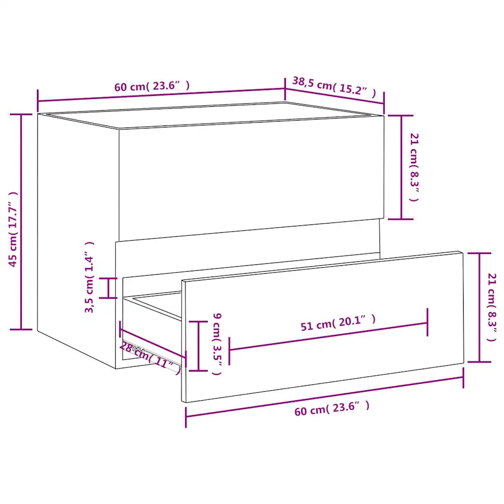 Mobile Lavabo | Armadio Lavabo Grigio Sonoma 60x38,5x45 cm in Legno Multistrato