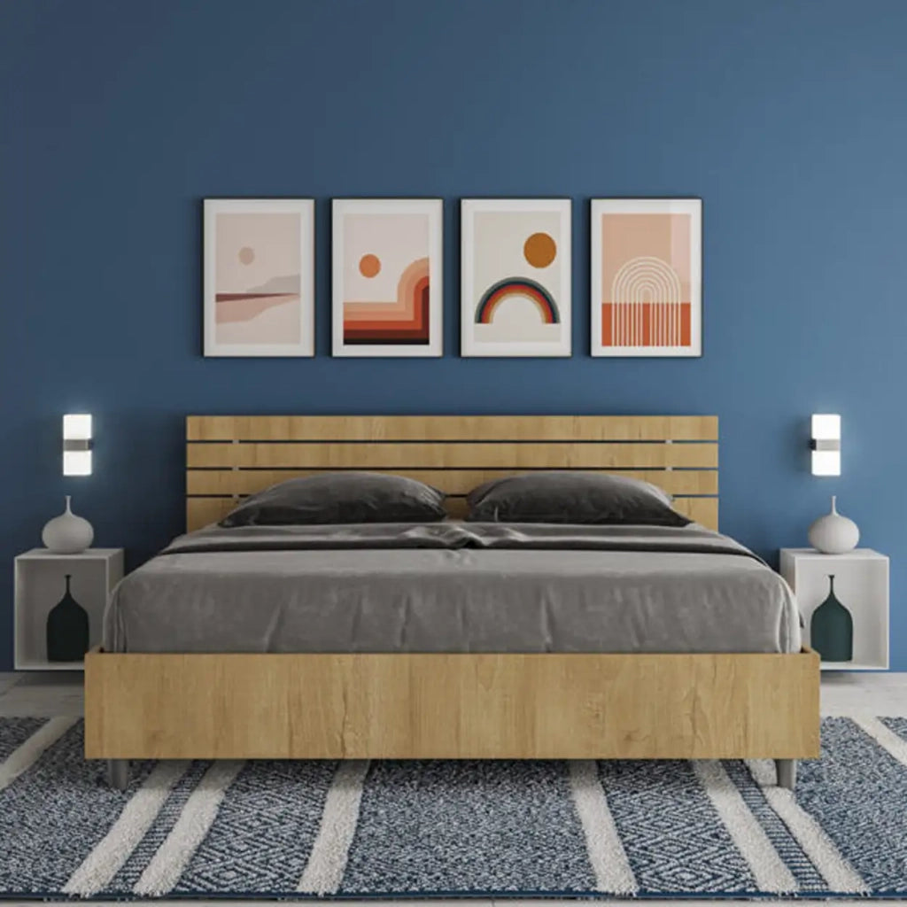 Letto matrimoniale contenitore doppia alzata 160x190 testata dritta con doghe quercia Ankel