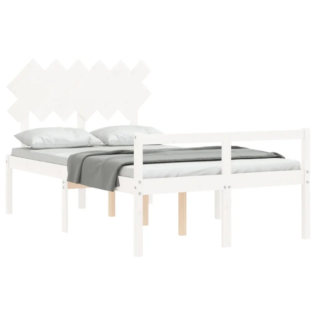 Letto per Anziani con Testiera Bianco 120x200 cm Legno Massello 3195542