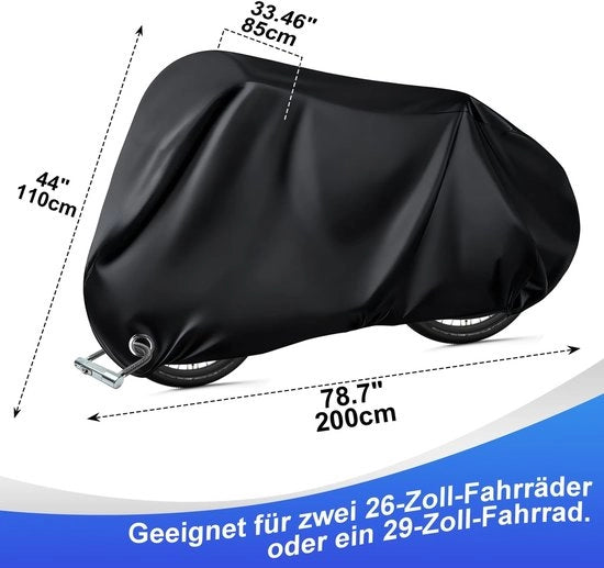 Garage per biciclette impermeabile - Copertura per 2-3 biciclette - Telaio 210D poliestere - Protezione UV - Borsa di stoccaggio inclusa - Dimensioni 208 x 112 x 100 cm