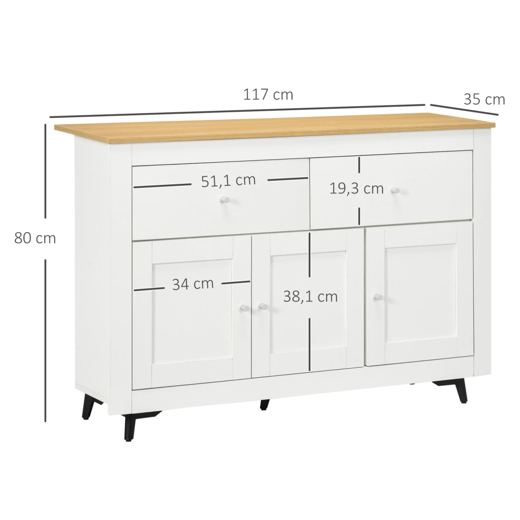Buffet da cucina ¨C zephmum ¨C bianco, legno, 117x35x80 cm