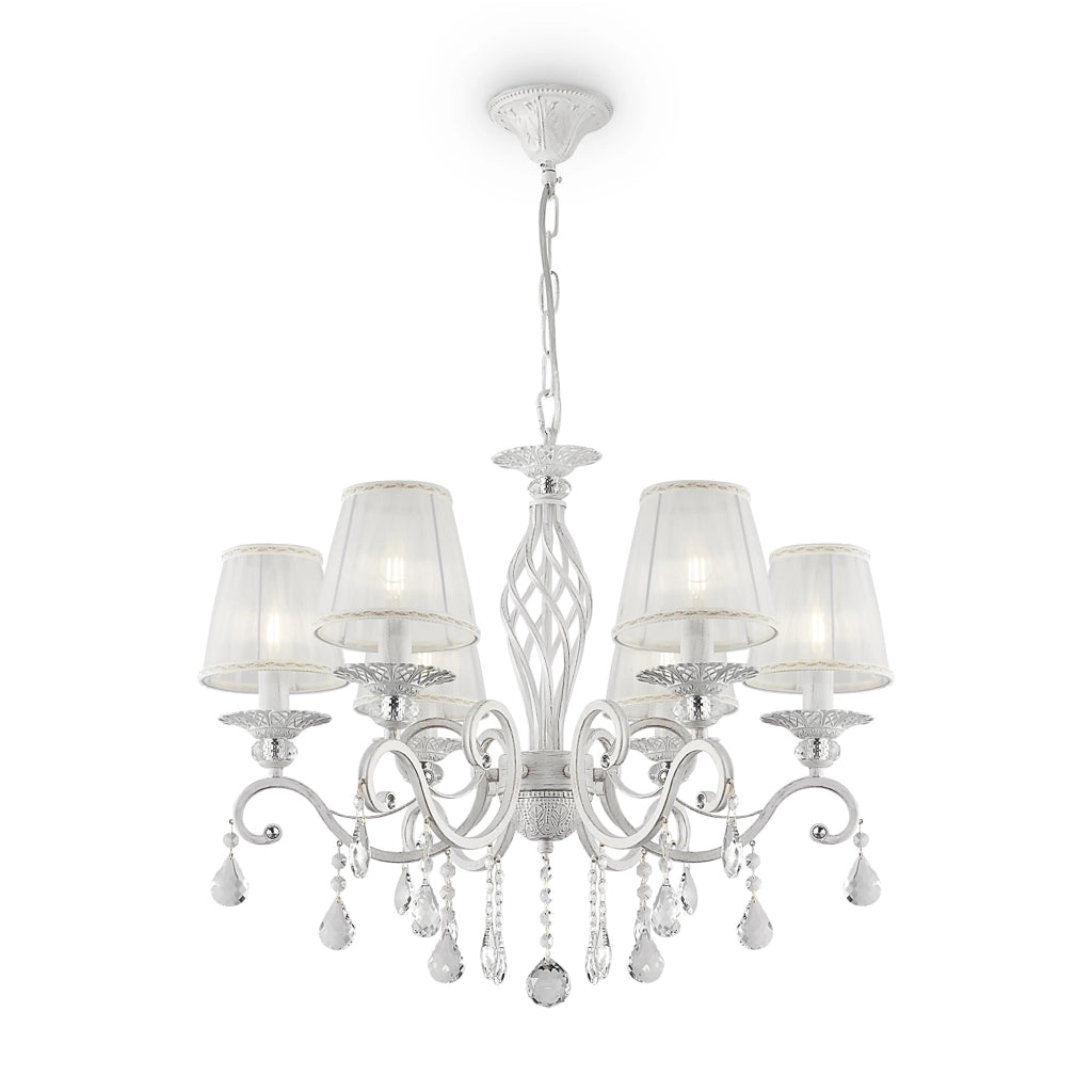 Maytoni lampadario shabby chic Grace 6 luci E14 bianco metallo diffusore PVC
