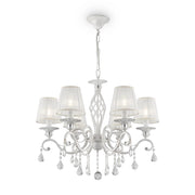 Maytoni lampadario shabby chic Grace 6 luci E14 bianco metallo diffusore PVC
