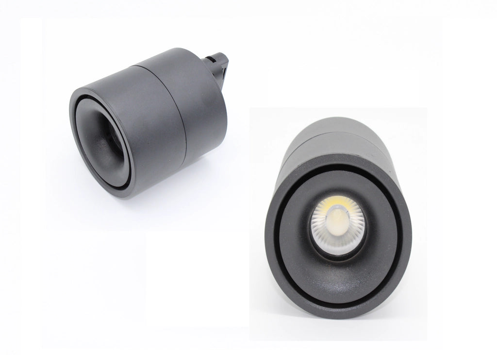 Faro faretto Led Binario 12w Luce Naturale Frontale Angolo 90 gradi Per binario Monofase Nero