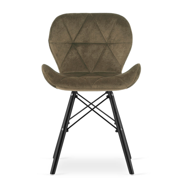 Sedia in velluto VALORA WAKO - Design moderno, marrone con gambe nere x 3