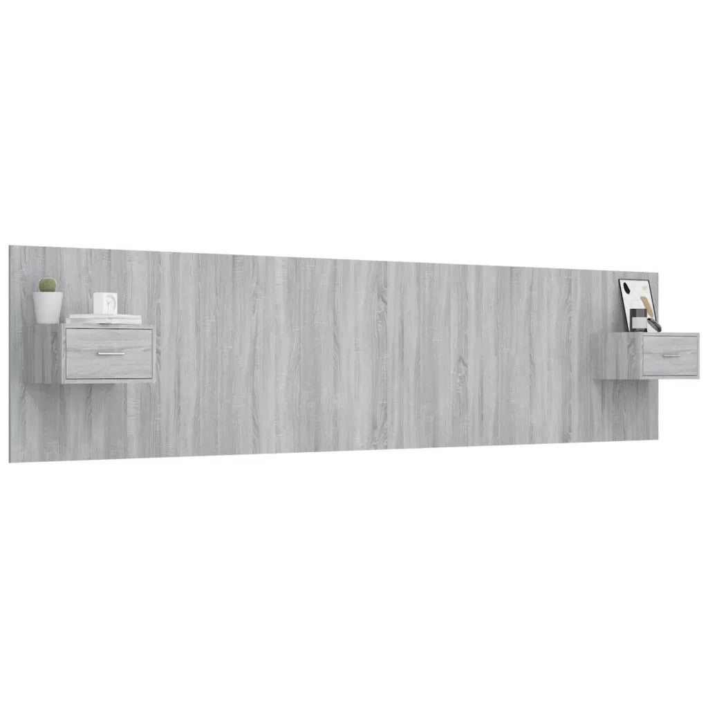 Testiera Letto con Comodini in Legno Multistrato Grigio Sonoma cod mxl 52928