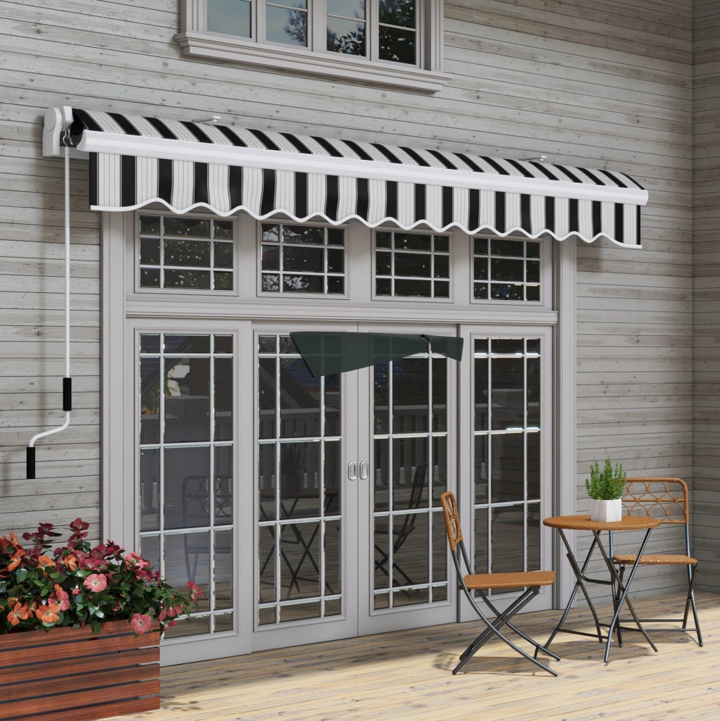 Tenda da sole da balcone a cassonetto manuale 3;95 x 2;45 m in alluminio bianco