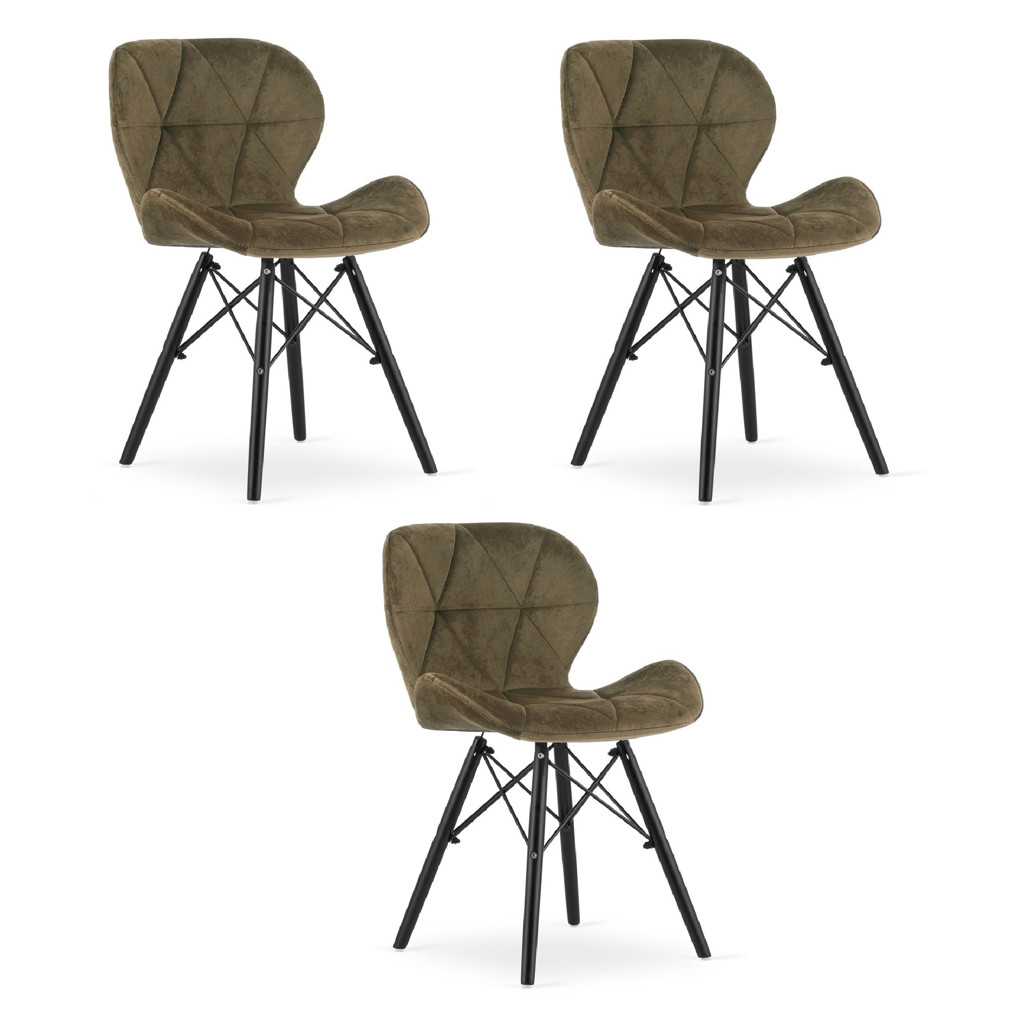 Sedia in velluto VALORA WAKO - Design moderno, marrone con gambe nere x 3