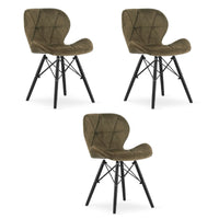 Sedia in velluto VALORA WAKO - Design moderno, marrone con gambe nere x 3
