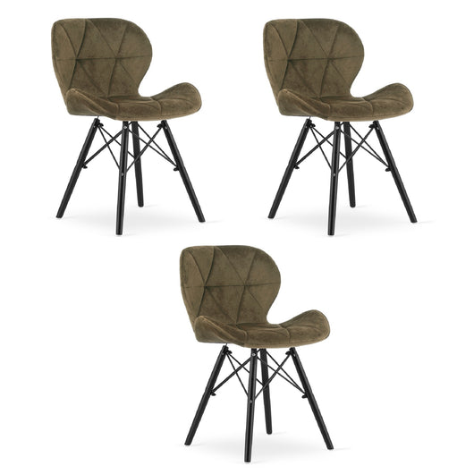 Sedia in velluto VALORA WAKO - Design moderno, marrone con gambe nere x 3