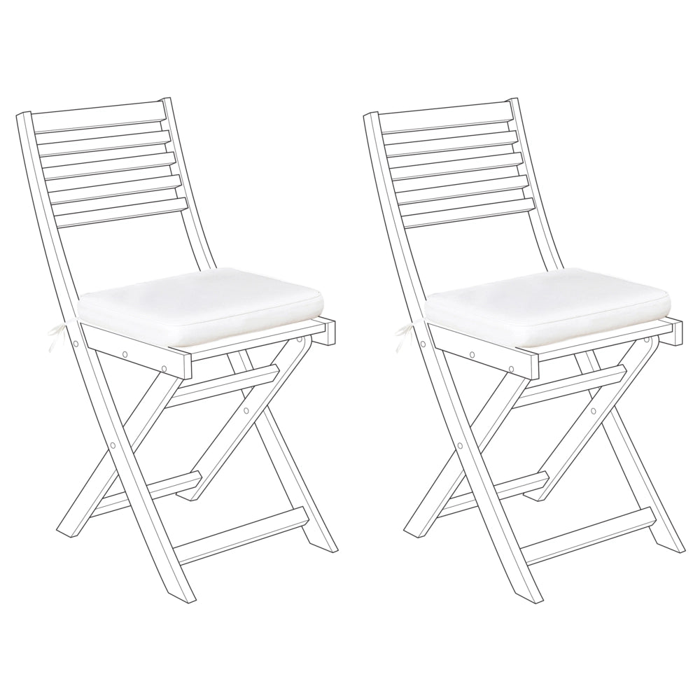 Set di 2 cuscini per sedie da esterno con lacci e rivestimento rimovibile bianco resistenti ai raggi UV
