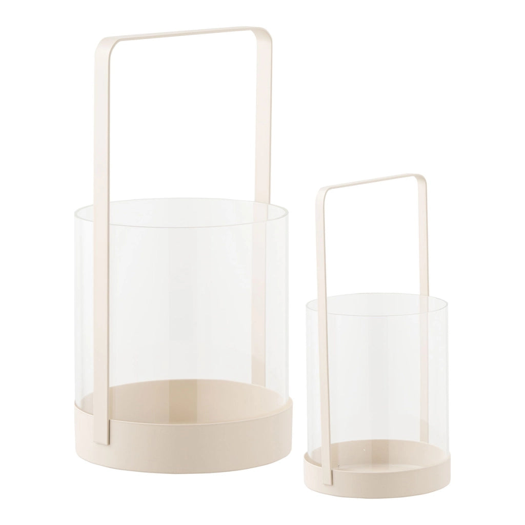 Portacandela Hurricane, Beige, Vetro, 12x12x25 cm