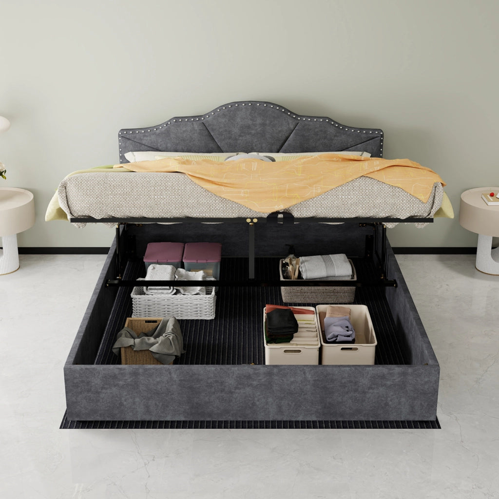 letto moderno in tessuto e metallo grigio 160 x 200 cm