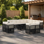 Set Divano da Giardino 14 pz Nero polyrattan 3436570