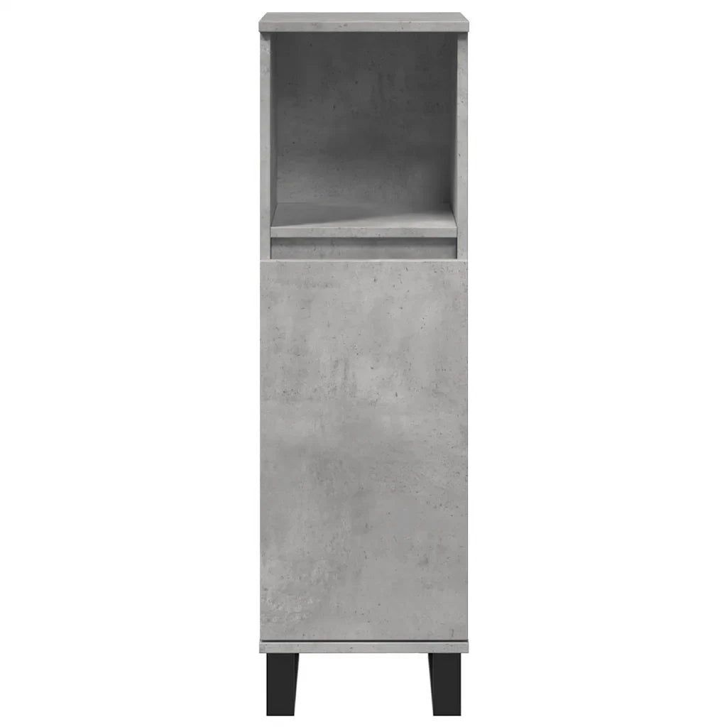 Mobiletto da bagno in stile industriale con pratico contenitore 30 x 30 x 100 cm in legno grigio cemento 02_0051090