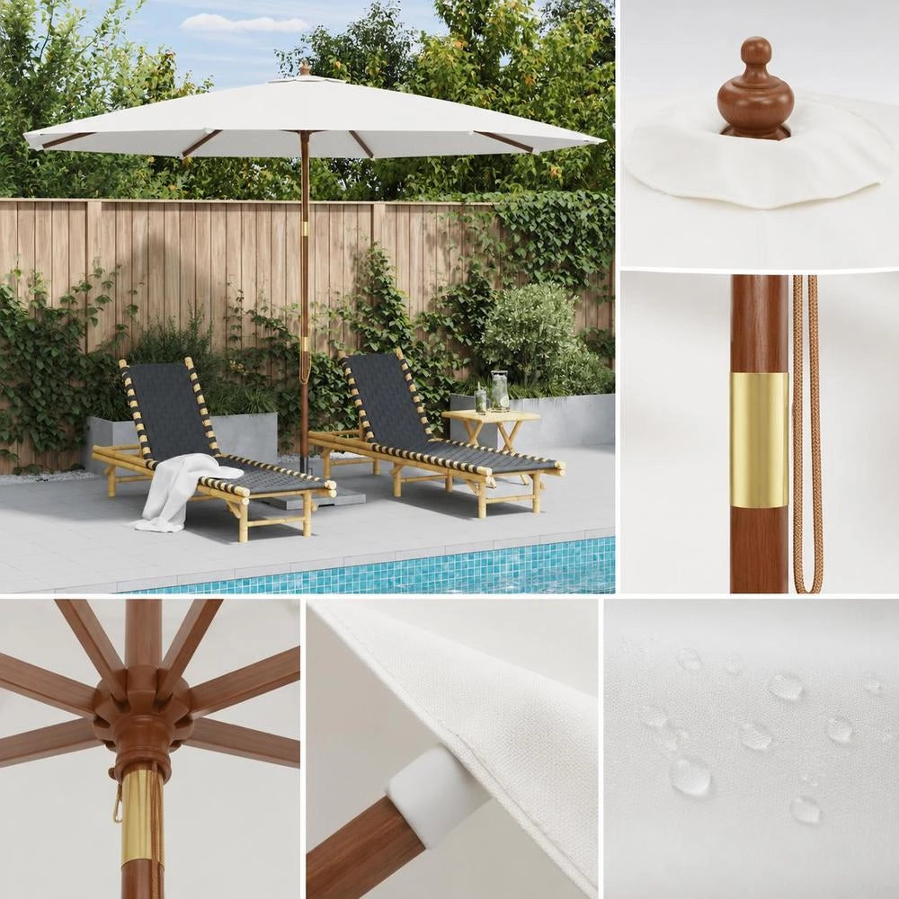 Parasol With Wooden Pole 350 Cm Sand White