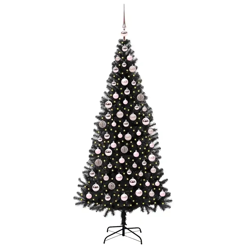 Albero di Natale | Decorazioni natalizie con 300 LED con supporto Nero 180 cm PVC