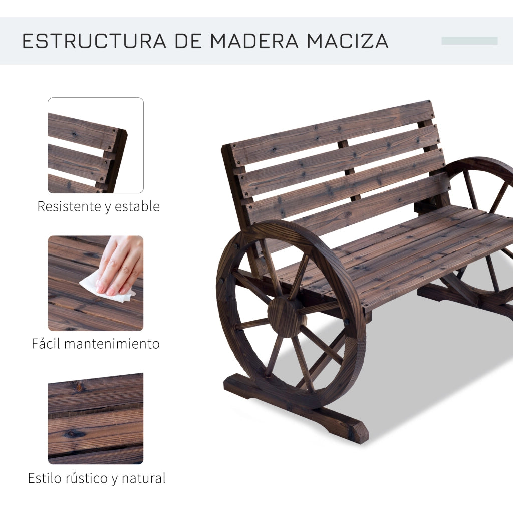 Panchina Giardino in Legno ¨C zephmum ¨C Carbonizzato 105.5x56x79 cm