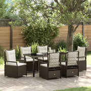 Set da Pranzo per Giardino 7 pcs Marrone polyrattan 3380992