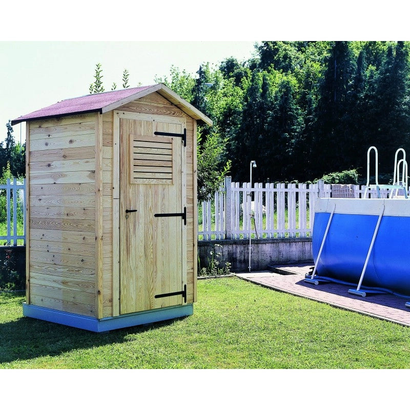 Spogliatoio da spiaggia, giardino e piscina, in legno con pavimento, perline spessore 16mm mod. S120